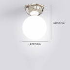 Lampada da soffitto semi-incassata con paralume sferico in vetro, in stile scandinavo contemporaneo, 1 luce, per corridoio