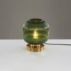 Lampada da Tavolo Ovale in Vetro Striato Nordico con Design a 1 Luce