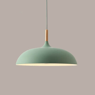 Lampada a sospensione a cupola in metallo e legno minimalista moderna con 1 luce per sala da pranzo e soggiorno