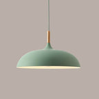 Lampada a sospensione a cupola in metallo e legno minimalista moderna con 1 luce per sala da pranzo e soggiorno
