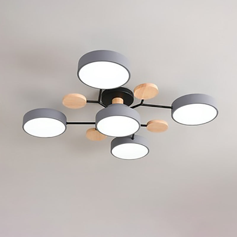 Lampada da soffitto LED semi-incassata con design a ramo di molecola rotonda scandinavo contemporaneo per il soggiorno
