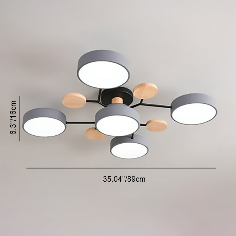 Lampada da soffitto LED semi-incassata con design a ramo di molecola rotonda scandinavo contemporaneo per il soggiorno