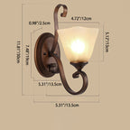 Applique a muro in vetro rotondo vintage tradizionale in ferro 1/2 luce per camera da letto