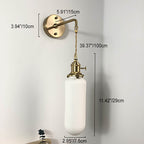 Applique da Parete Lampada in Ottone Lucite Minimalista Retro Giapponese a Cilindro Ovale con 1 Luce