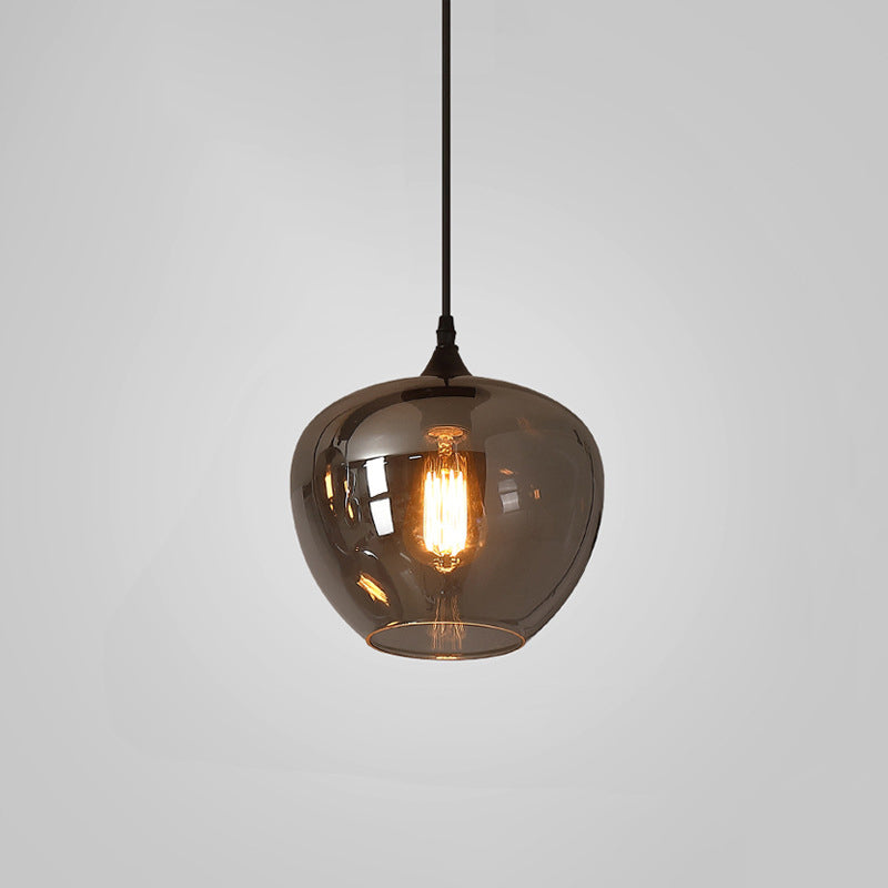 Sospensione LED in Vetro Grigio Fumo Moderno a 1 Luce