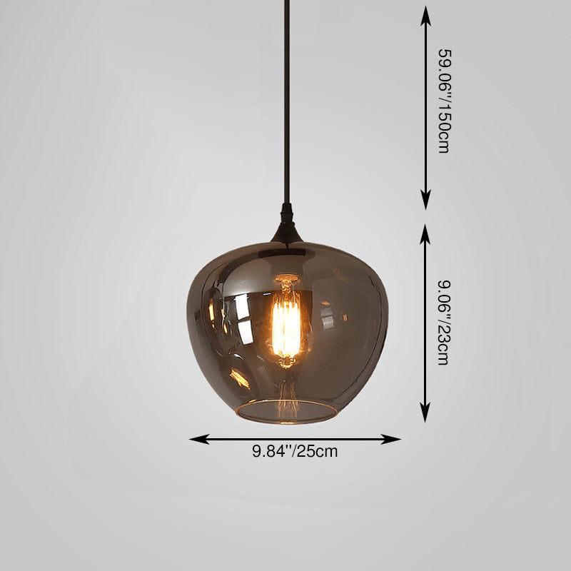 Sospensione LED in Vetro Grigio Fumo Moderno a 1 Luce