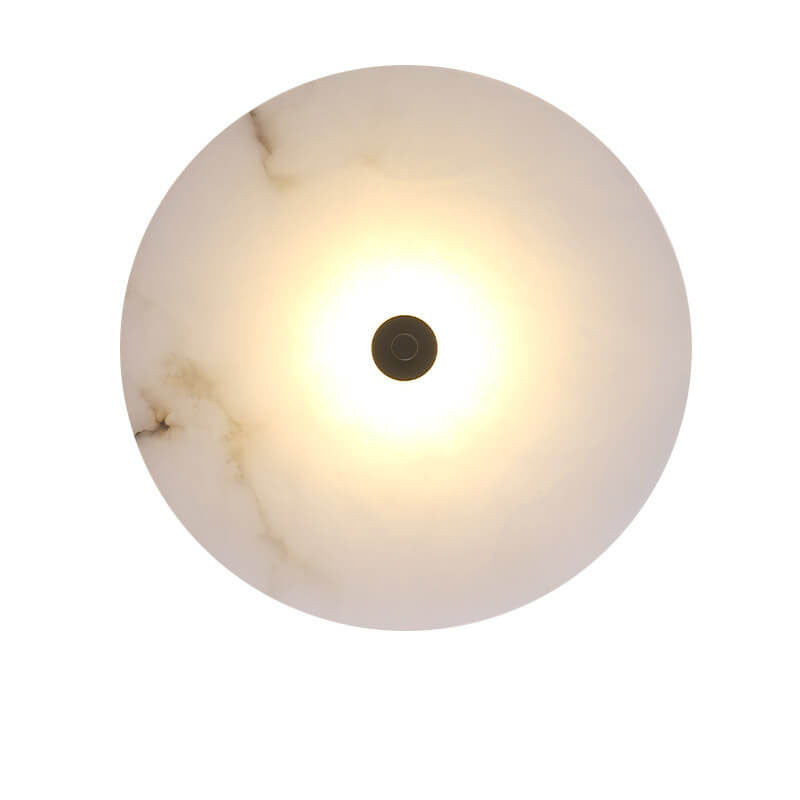 Lampada da parete LED in marmo rotondo di lusso contemporaneo in ferro per soggiorno e camera da letto