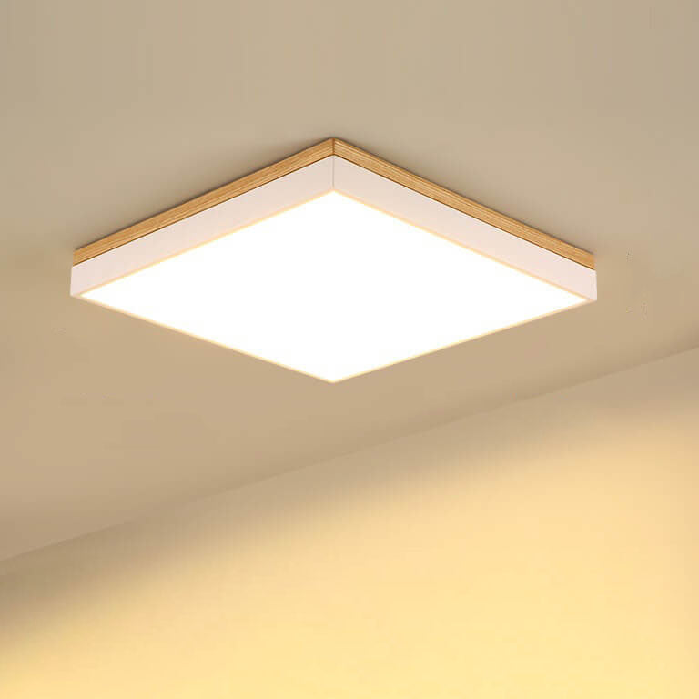 Lampada da soffitto LED quadrata rettangolare in legno massello acrilico minimalista moderna per soggiorno