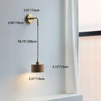 Applique da Parete Lampada a Sospensione Contemporanea Scandinava a Cono Rotondo in Rame e Legno con 1 Luce per Camera da Letto