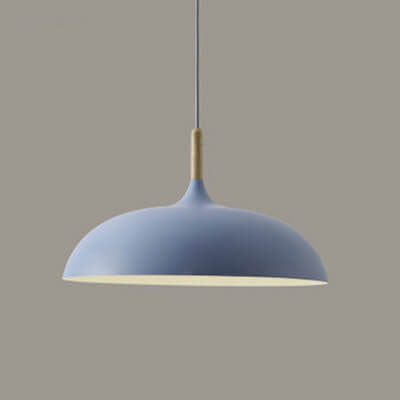 Lampada a sospensione a cupola in metallo e legno minimalista moderna con 1 luce per sala da pranzo e soggiorno