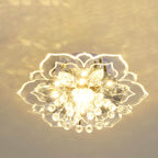 Moderno Lampadario LED a Soffitto a Forma di Fiore in Cristallo