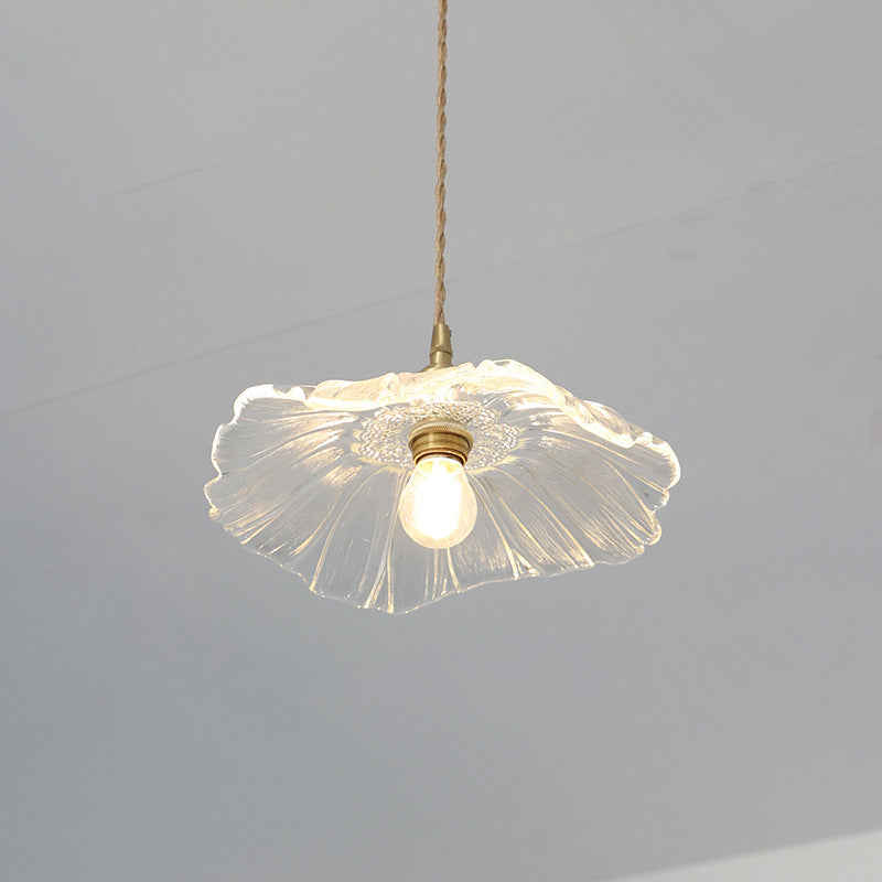 Lampada a Sospensione in Vetro di Rame con Girasole in Stile Art Deco Moderna per Soggiorno