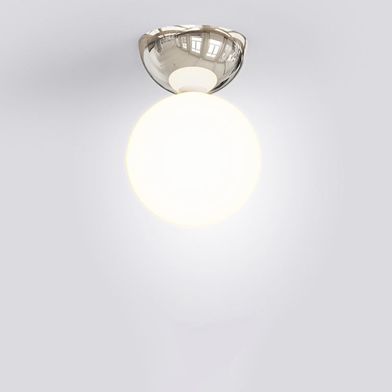 Lampada da soffitto semi-incassata con paralume sferico in vetro, in stile scandinavo contemporaneo, 1 luce, per corridoio