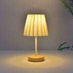 Lampada da Tavolo LED a Cono in Tessuto di Legno Massello Nordico Contemporaneo per Soggiorno e Camera da Letto