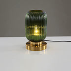 Lampada da Tavolo Ovale in Vetro Striato Nordico con Design a 1 Luce
