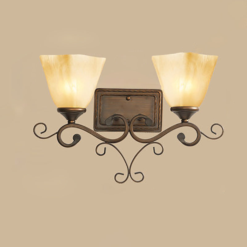 Applique a muro in vetro rotondo vintage tradizionale in ferro 1/2 luce per camera da letto