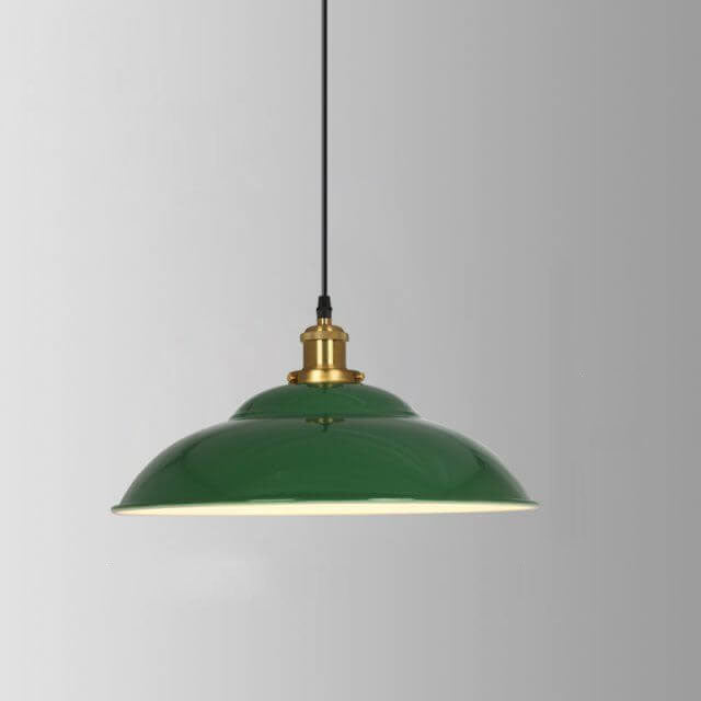 Lampada a sospensione industriale vintage in ferro verde a cono con 1 luce