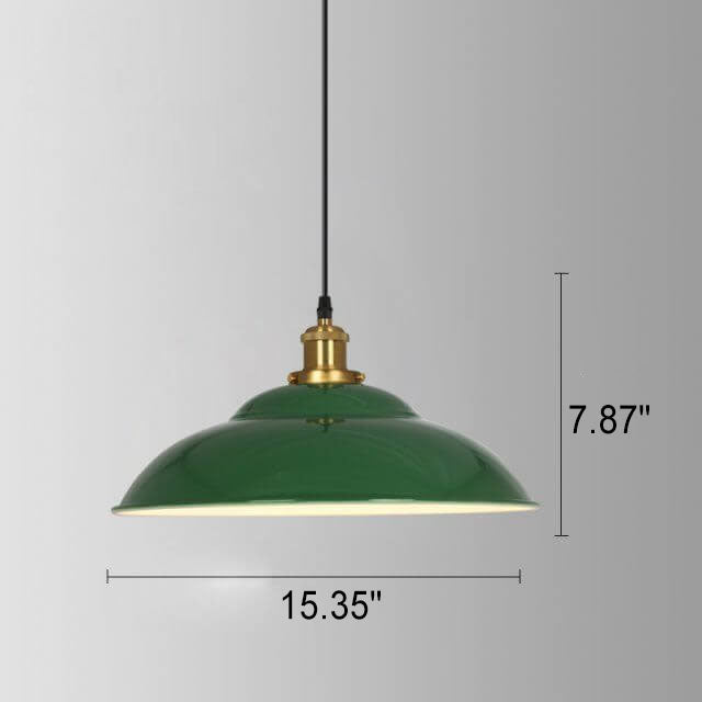 Lampada a sospensione industriale vintage in ferro verde a cono con 1 luce