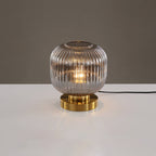 Lampada da Tavolo Ovale in Vetro Striato Nordico con Design a 1 Luce