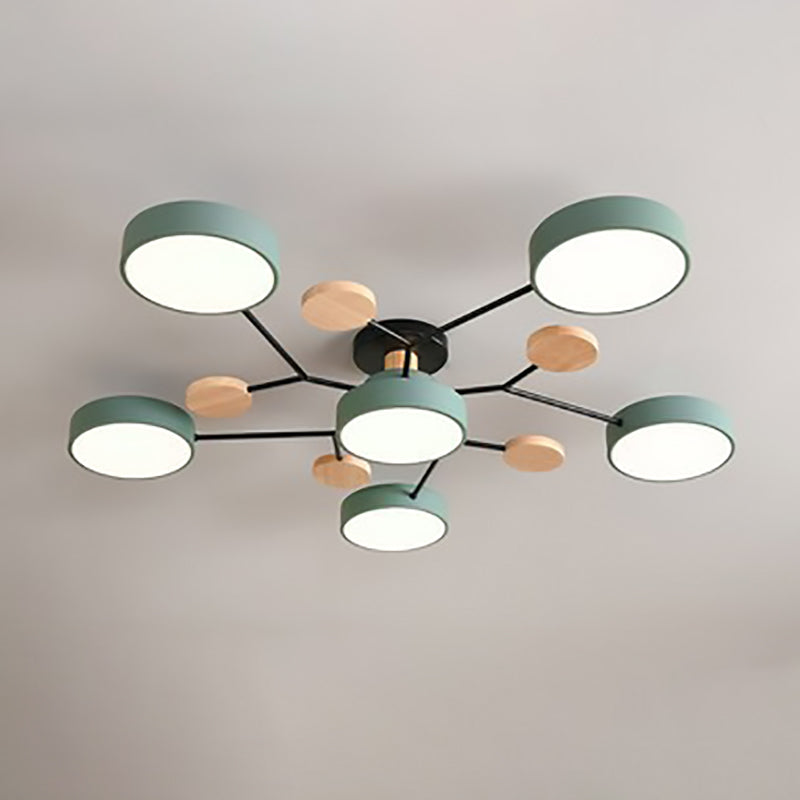 Lampada da soffitto LED semi-incassata con design a ramo di molecola rotonda scandinavo contemporaneo per il soggiorno