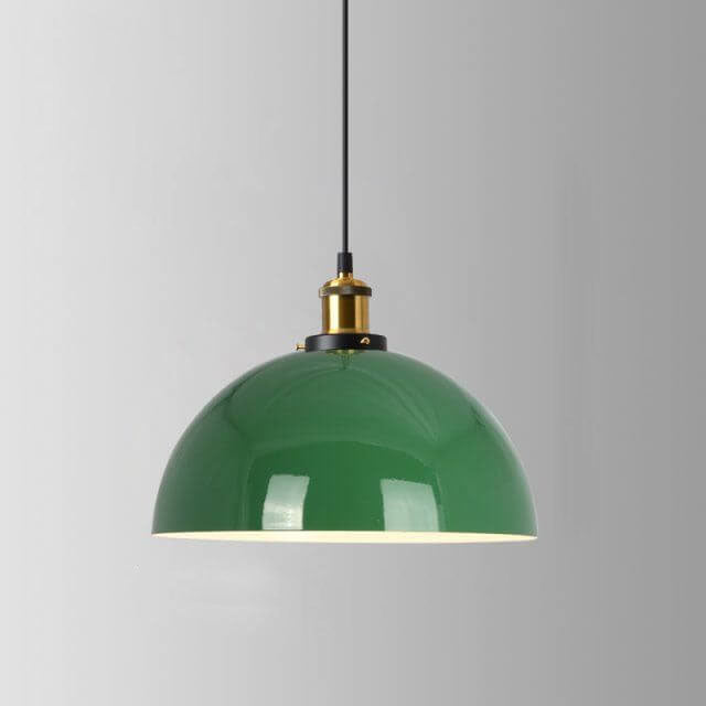 Lampada a sospensione industriale vintage in ferro verde a cono con 1 luce