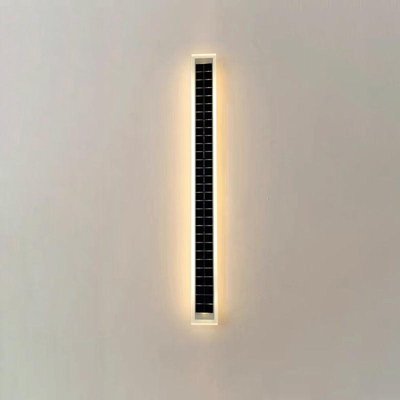 Lampada da Parete LED Solare Rettangolare Impermeabile in Alluminio e Acrilico Minimalista Moderna per Esterni