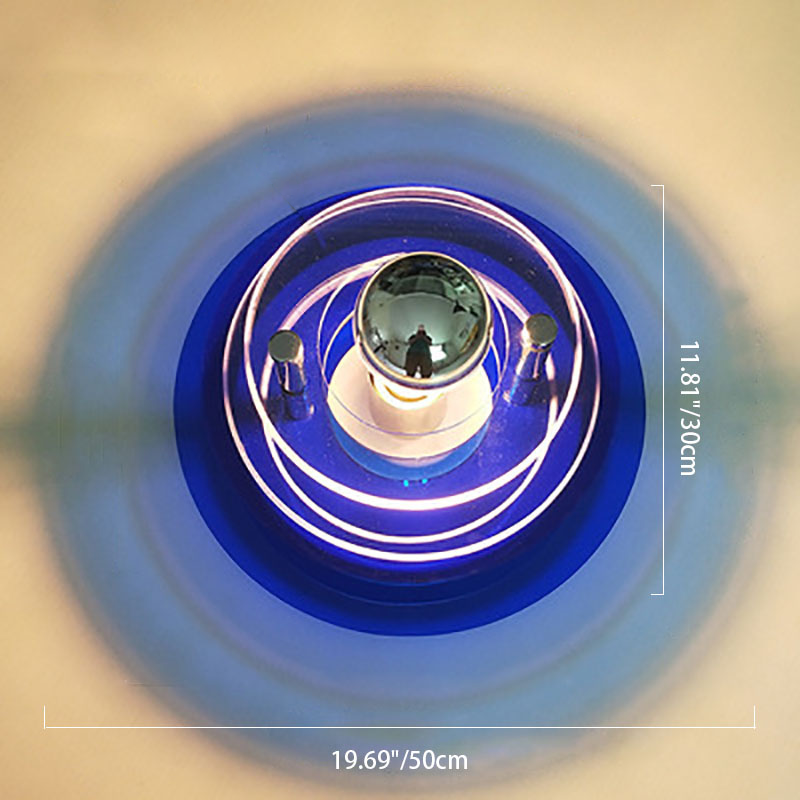 Applique da parete a forma di disco volante in ferro e acrilico colorato contemporaneo per sala di intrattenimento con 1 luce