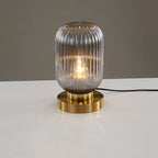Lampada da Tavolo Ovale in Vetro Striato Nordico con Design a 1 Luce