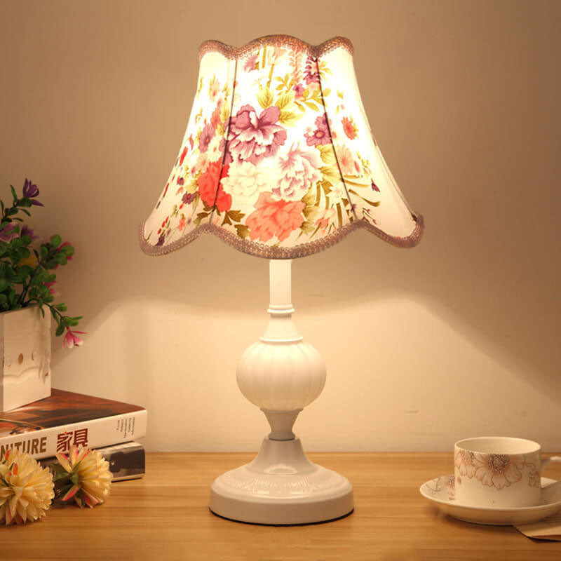 Lampada da Tavolo in Vetro Vintage Florale Nordico con 1 Luce