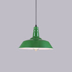 Lampada a sospensione industriale vintage in ferro verde a cono con 1 luce