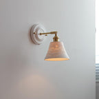 Applique da parete in ceramica vintage tradizionale rotonda in ottone con 1 luce per soggiorno