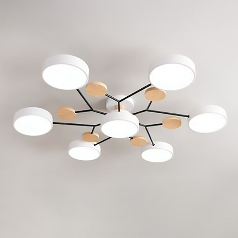 Lampada da soffitto LED semi-incassata con design a ramo di molecola rotonda scandinavo contemporaneo per il soggiorno