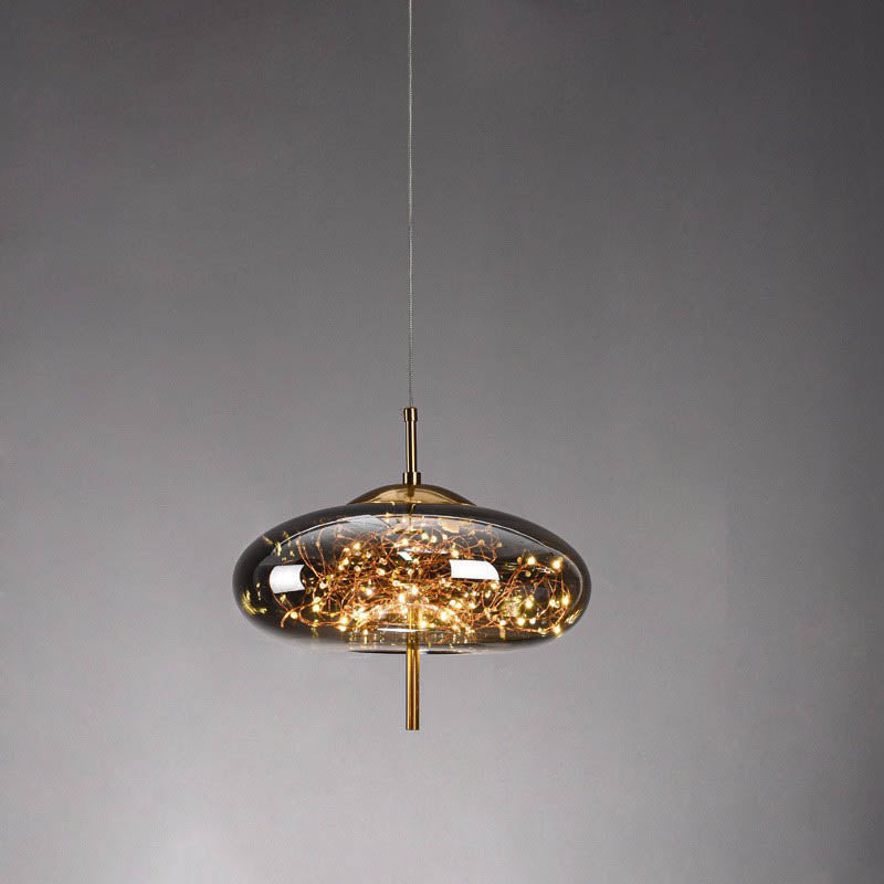 Lampadario Pendente Contemporaneo Scandinavo in Vetro Ovale a Cilindro per Camera da Letto