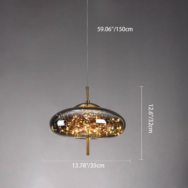 Lampadario Pendente Contemporaneo Scandinavo in Vetro Ovale a Cilindro per Camera da Letto