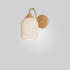 Applique da Parete Rotonda in Vetro e Ferro Striato Nordic Contemporaneo con 1 Luce per Soggiorno e Camera da Letto