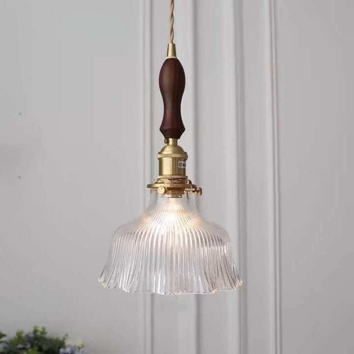 Lampada a Sospensione 1 Luce in Rame Noce Vetro Minimalista Moderna Nordica