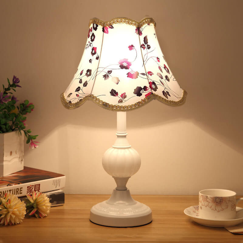 Lampada da Tavolo in Vetro Vintage Florale Nordico con 1 Luce