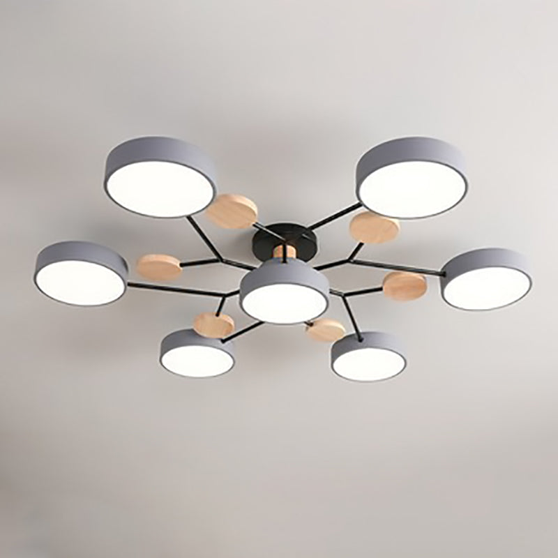 Lampada da soffitto LED semi-incassata con design a ramo di molecola rotonda scandinavo contemporaneo per il soggiorno