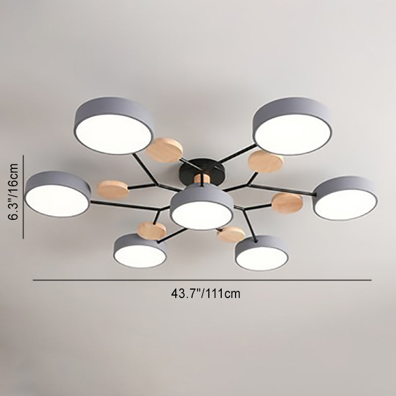 Lampada da soffitto LED semi-incassata con design a ramo di molecola rotonda scandinavo contemporaneo per il soggiorno