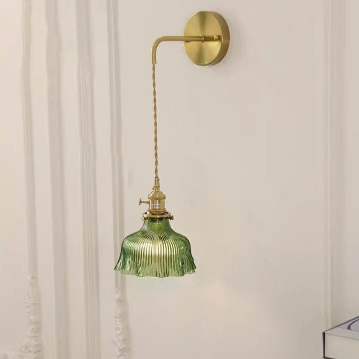 Applique da muro in vetro di rame con fiore minimalista moderno nordico a 1 luce