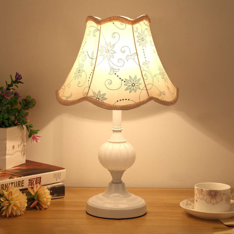 Lampada da Tavolo in Vetro Vintage Florale Nordico con 1 Luce