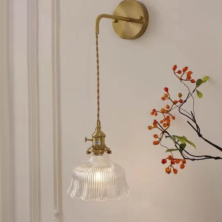 Applique da muro in vetro di rame con fiore minimalista moderno nordico a 1 luce