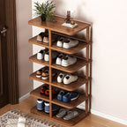 Cilindro Rettangolare Moderno Minimalista in MDF e Legno di Pino per Scarpe, 6/7 Ripiani per Ingressi