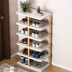 Cilindro Rettangolare Moderno Minimalista in MDF e Legno di Pino per Scarpe, 6/7 Ripiani per Ingressi