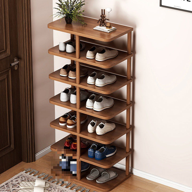 Cilindro Rettangolare Moderno Minimalista in MDF e Legno di Pino per Scarpe, 6/7 Ripiani per Ingressi