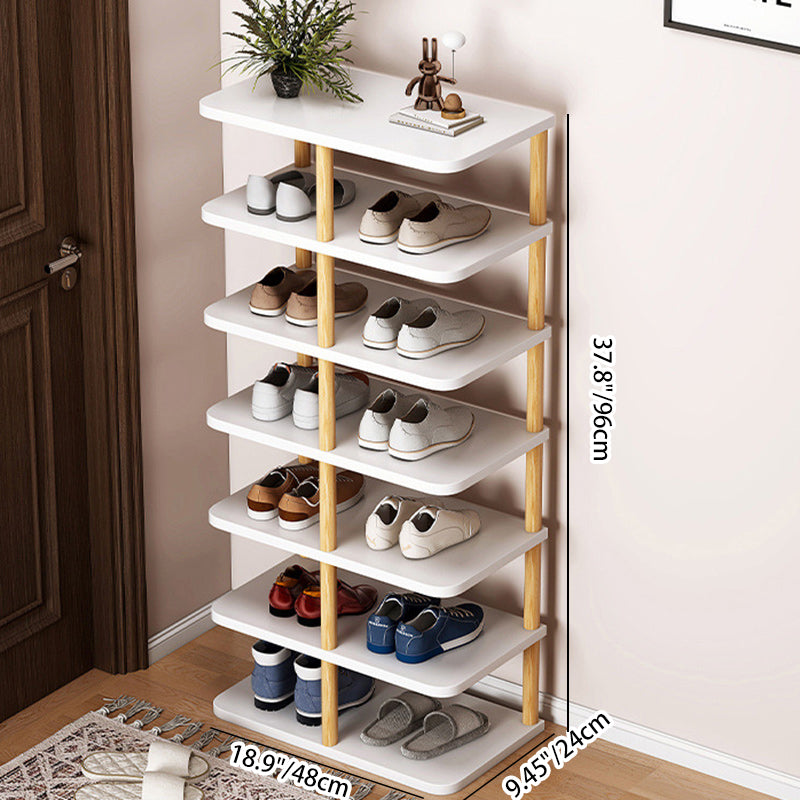 Cilindro Rettangolare Moderno Minimalista in MDF e Legno di Pino per Scarpe, 6/7 Ripiani per Ingressi