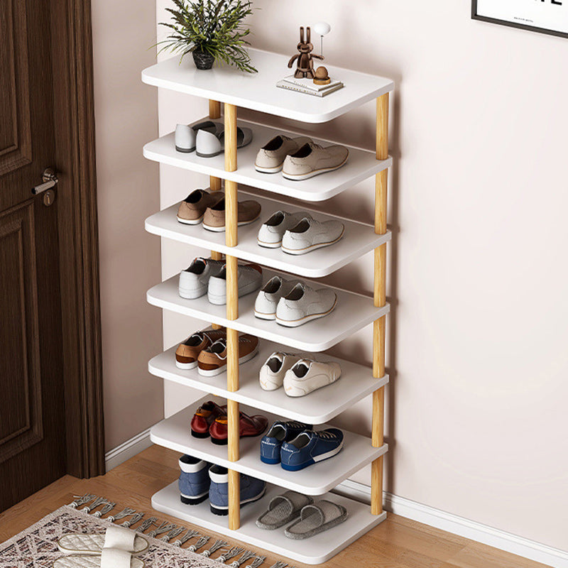 Cilindro Rettangolare Moderno Minimalista in MDF e Legno di Pino per Scarpe, 6/7 Ripiani per Ingressi