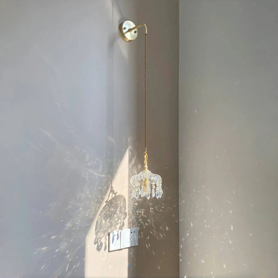 Lampada a sospensione in vetro retro francese