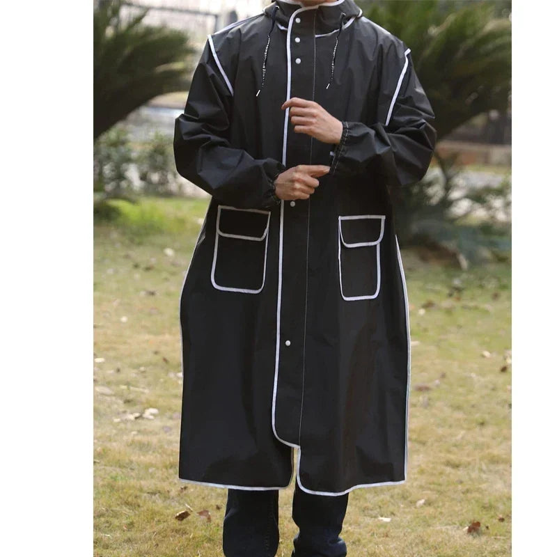 Poncho Impermeabile Unisex Lunghezza Completa – Giacca a Vento con Finitura Riflettente
