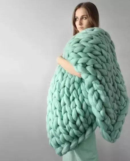 Coperta Chunky Lavorata a Maglia – Plaid Extra Morbido e Caldo per Divano e Letto